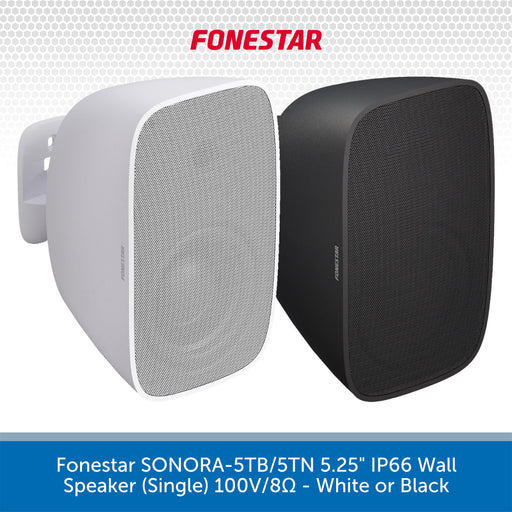 Fonestar SONORA-5TB/5TN wall speakers in white and black on a light gray background.
