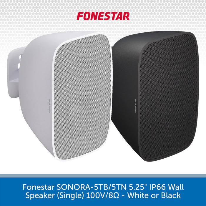 Fonestar SONORA-5TB/5TN wall speakers in white and black on a light gray background.