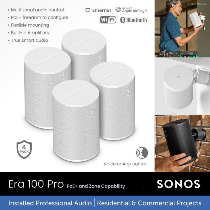 Sonos Era 100 Pro - Installed Professional Audio 4-Pack
