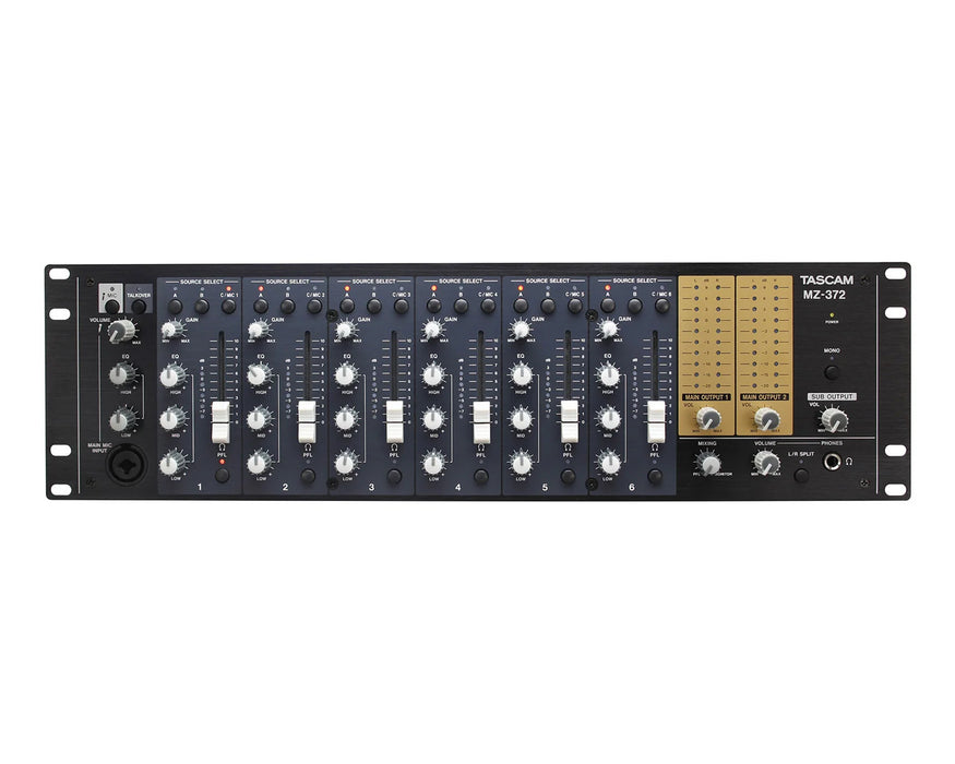 Tascam MZ-372 6-Channel Rack-Mount Zone Mixer with Talkover