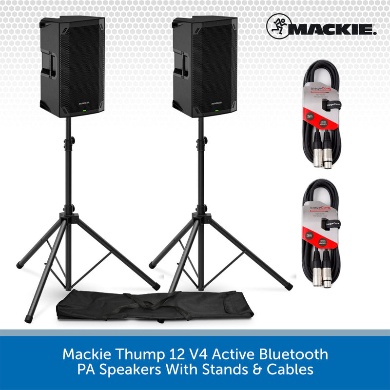 Mackie Thump 12 V4 Active Bluetooth PA Speakers With Stands & Cables