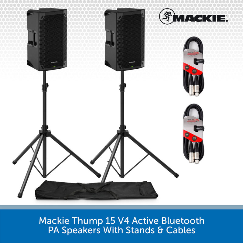 Mackie Thump 15 V4 Active Bluetooth PA Speakers With Stands & Cables