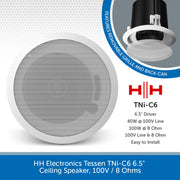HH Electronics Tessen TNi-C6 6.5" Ceiling Speaker, 100V / 8 Ohms