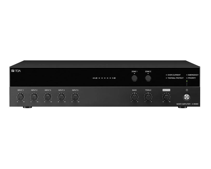 TOA A-3512D 120W Digital Mixer Amplifier 2-Zone 5-Input 100V & 4-16 Ohm