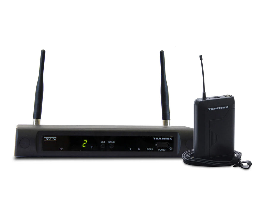 Trantec S4.10L UHF Wireless Beltpack & Lapel Microphone System with 16 Frequencies - CH38 or CH70