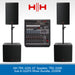 HH audio equipment bundle with speakers, mixer, and stands on a white background