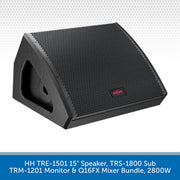 Black speaker with brand logo on a white background