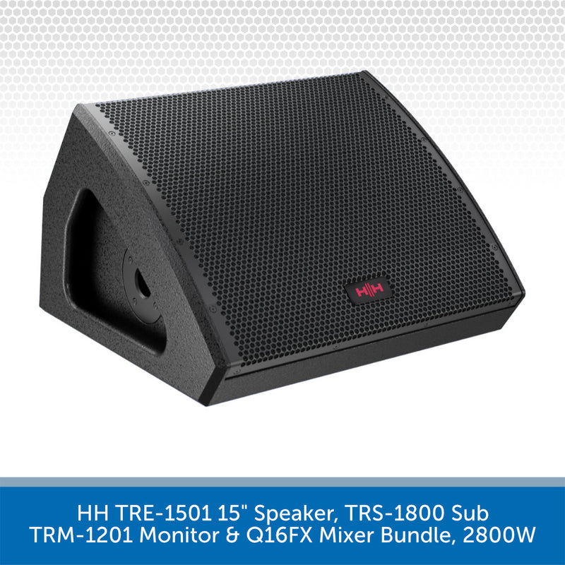 Black speaker with brand logo on a white background