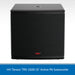 Black active PA subwoofer with HH logo on a light gray background
