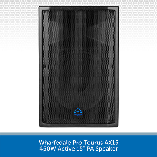 Black Wharfedale Pro Tourus AX15 PA speaker on a white background