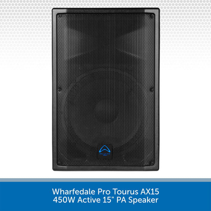 Black Wharfedale Pro Tourus AX15 PA speaker on a white background