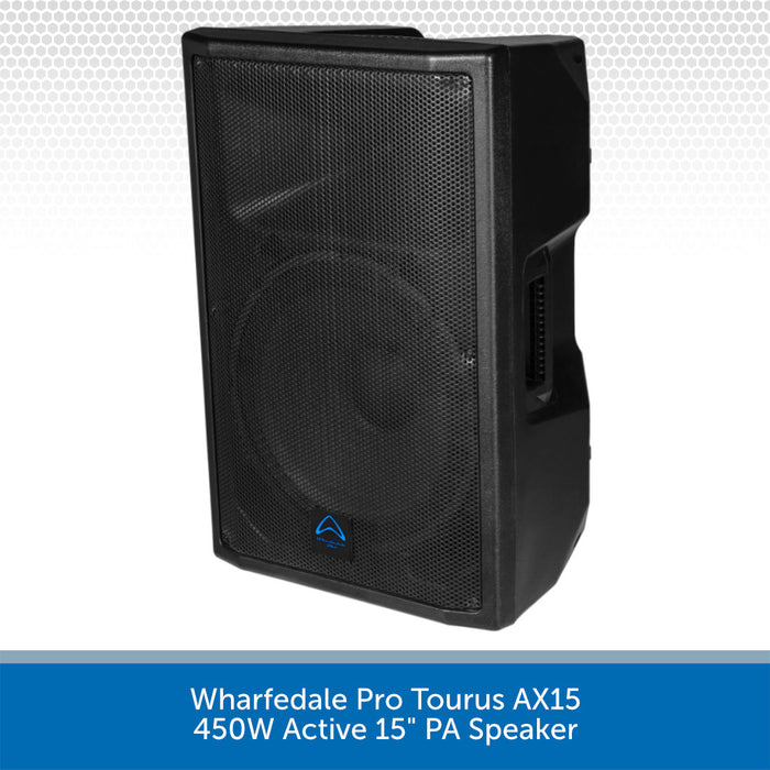 Black Wharfedale Pro Tourus AX15 PA speaker on a white background