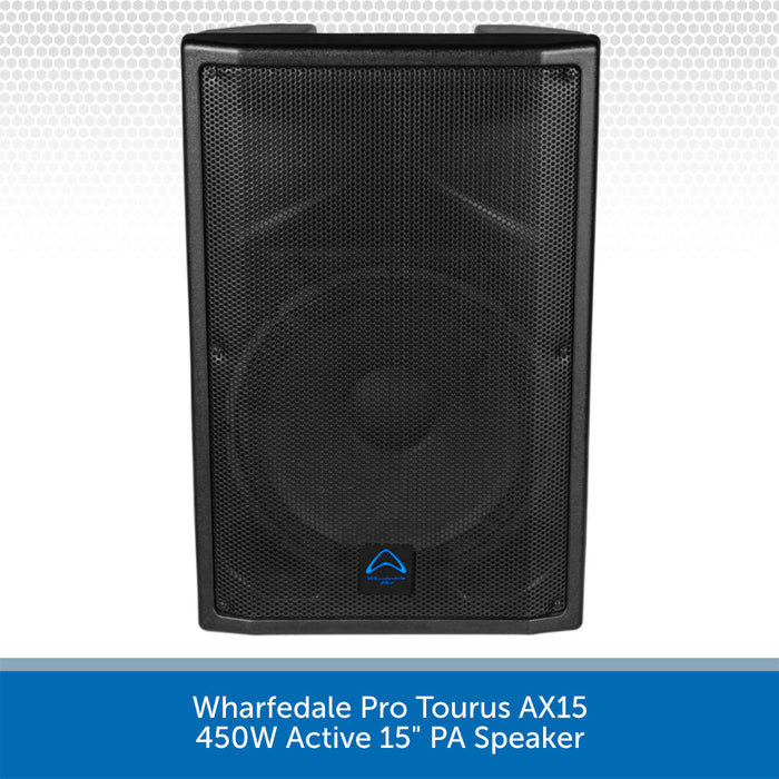 Black Wharfedale Pro Tourus AX15 PA speaker on a white background