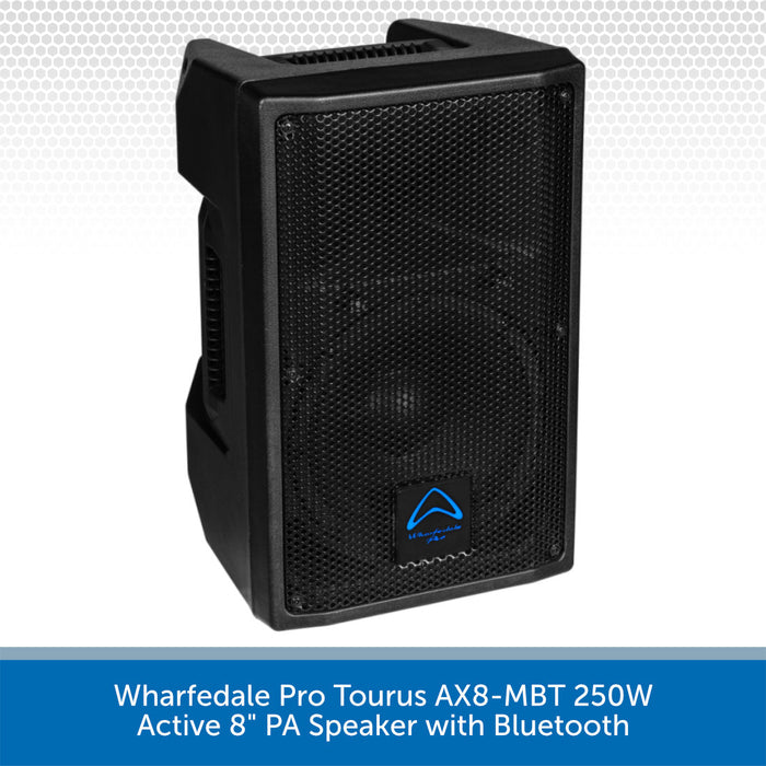 Black active 8-inch PA speaker with Bluetooth on a white background