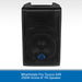 Black active PA speaker with Wharfedale Pro logo on a white background