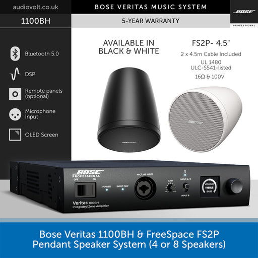 Bose Veritas 1100BH & FreeSpace FS2P Pendant Speaker System (4 or 8 Speakers)