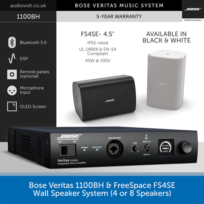 Bose Veritas 1100BH & FreeSpace FS4SE Wall Speaker System (4 or 8 Speakers)