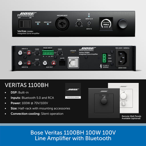 Bose Veritas 1100BH line amplifier with Bluetooth on a gray background