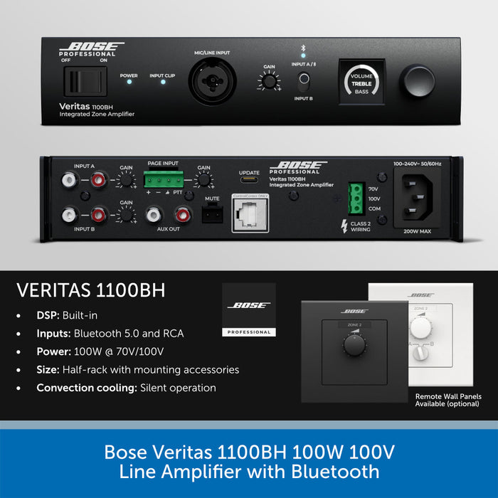 Bose Veritas 1100BH line amplifier with Bluetooth on a gray background