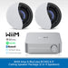 WiiM Amp & BluCube BCK65 ceiling speaker package with branding and connectivity logos on a white background.