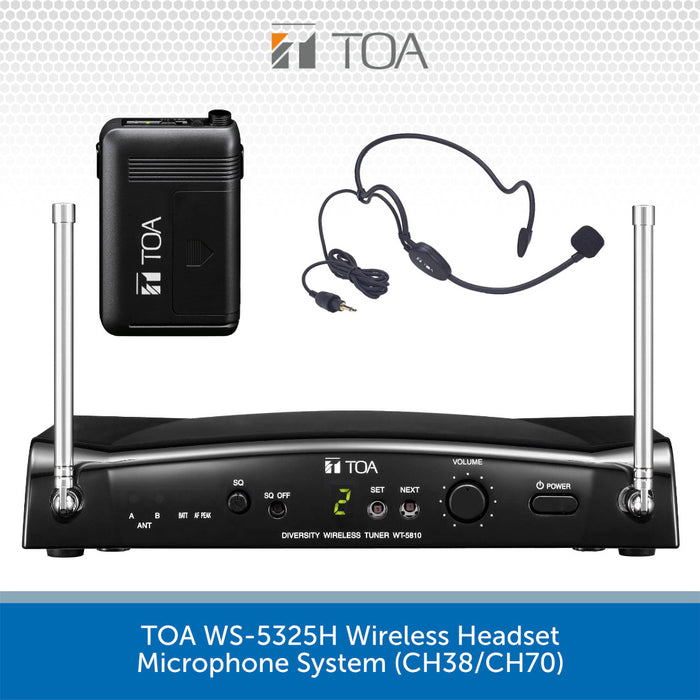 TOA WS-5325H Wireless Headset Microphone System (CH38/CH70)