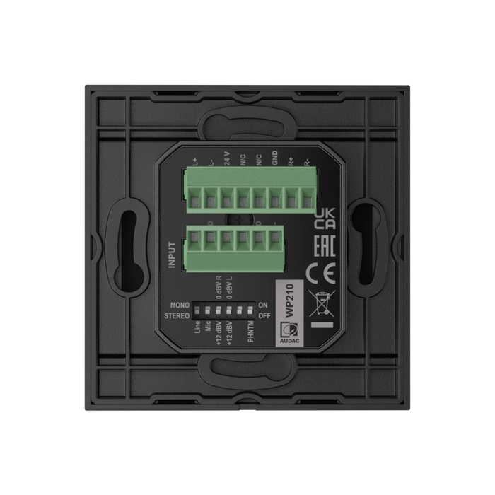 AUDAC WP210 Mic/Line Input Wall Panel Remote Module (Black or White)
