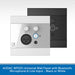Two AUDAC WP225 universal wall panels shown on a white background, one in silver and one in black, with a blue text banner at the bottom reading 'AUDAC WP225 Universal Wall Panel with Bluetooth, Microphone & Line Input - Black or White'.