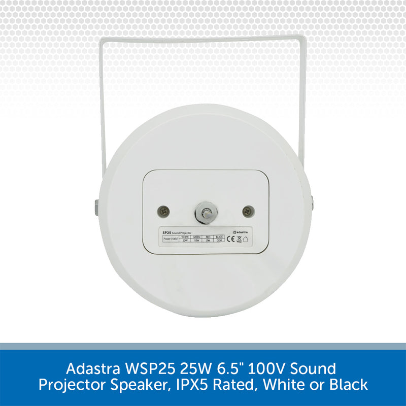 Adastra WSP25 25W 6.5" 100V Sound Projector Speaker, IPX5 Rated, White or Black