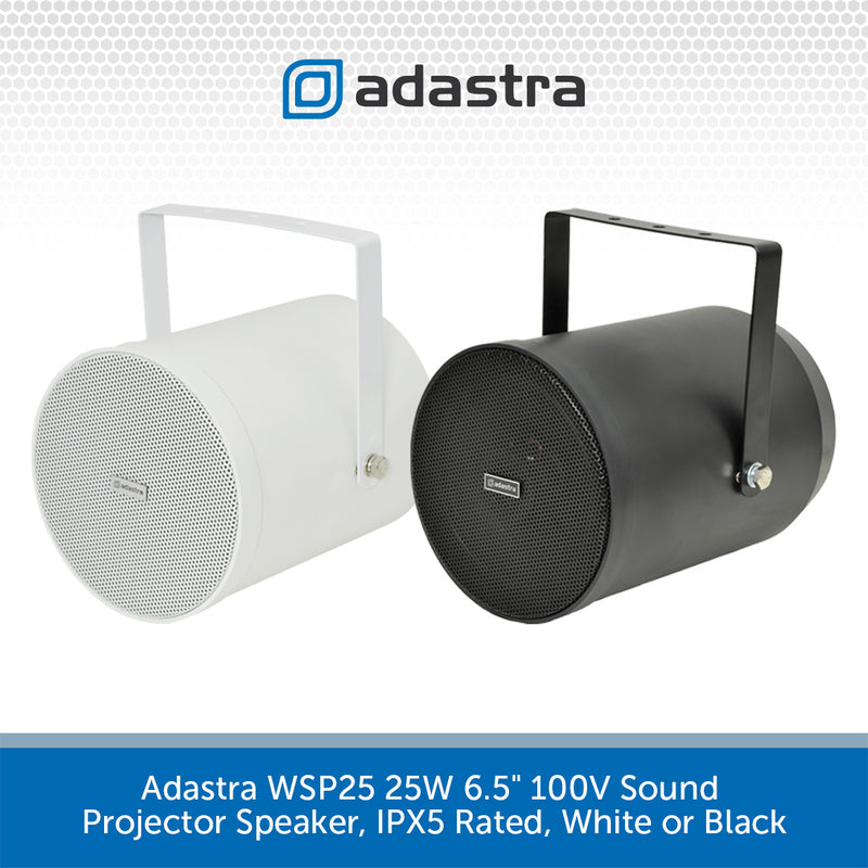Adastra WSP25 25W 6.5" 100V Sound Projector Speaker, IPX5 Rated, White or Black