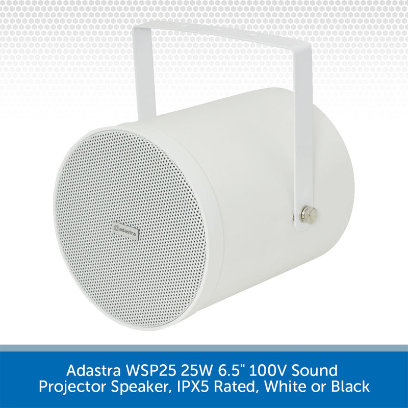 Adastra WSP25 25W 6.5" 100V Sound Projector Speaker, IPX5 Rated, White or Black