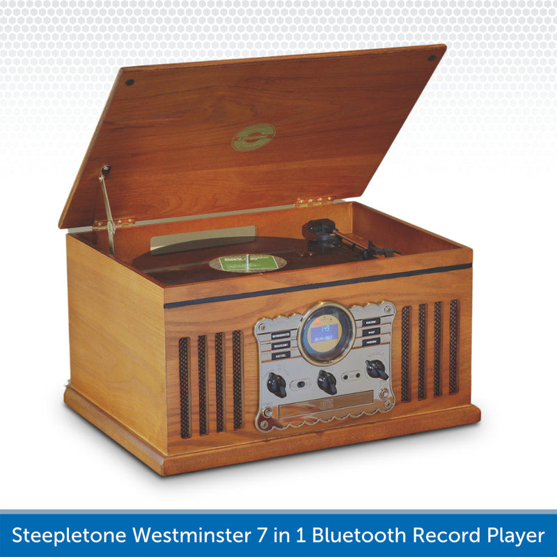 Steepletone Westminster 7 in 1 Bluetooth Nostalgia Record Player DAB+ FM Radio CD Player