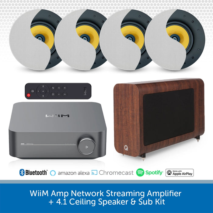WiiM Network Streaming Amp + Ceiling Speaker & Sub Kit