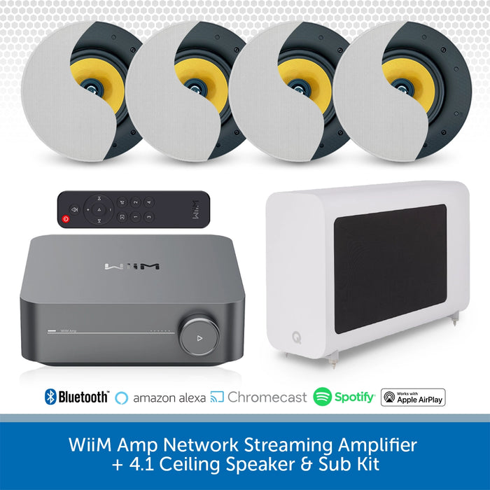 WiiM Amp Network Streaming Amplifier + 4.1 Ceiling Speaker & Sub Kit