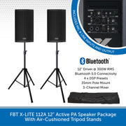 FBT X-LITE 112A 12" Active PA Speaker Package With Air-Cushioned Tripod Stands