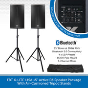FBT X-LITE 115A 15" Active PA Speaker Package With Air-Cushioned Tripod Stands