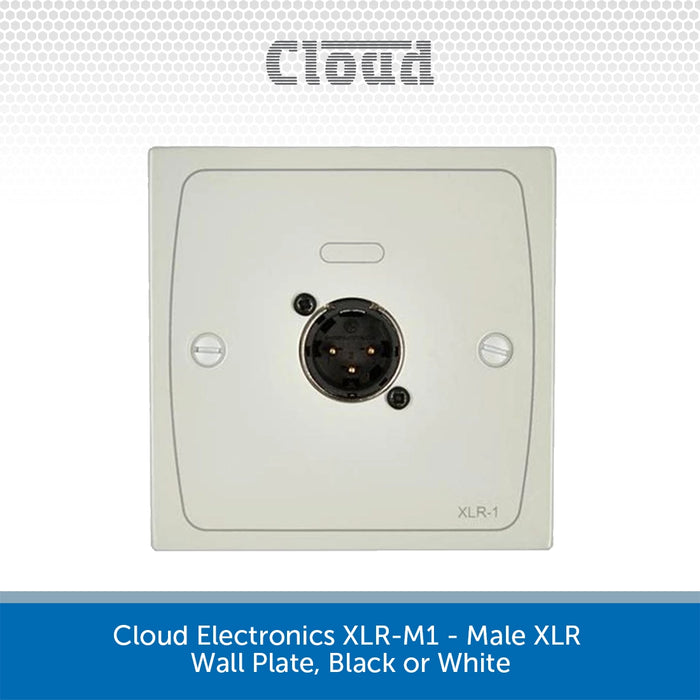 Cloud Electronics XLR-M1 - Male XLR Wall Plate, Black or White