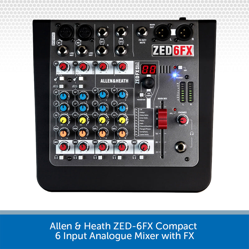 Allen & Heath ZED-6FX Compact 6 Input Analogue Mixer with FX