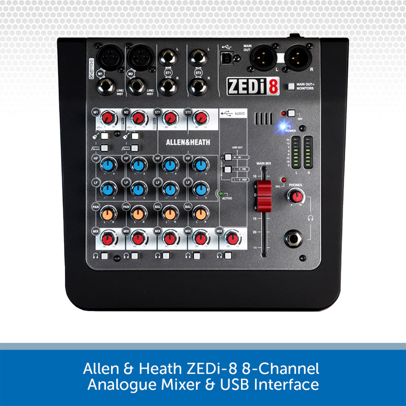 Allen & Heath ZEDi-8 8-Channel Analogue Mixer & USB Interface