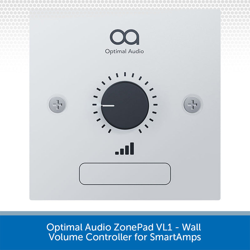 Optimal Audio ZonePad VL1 wall volume controller on a white background