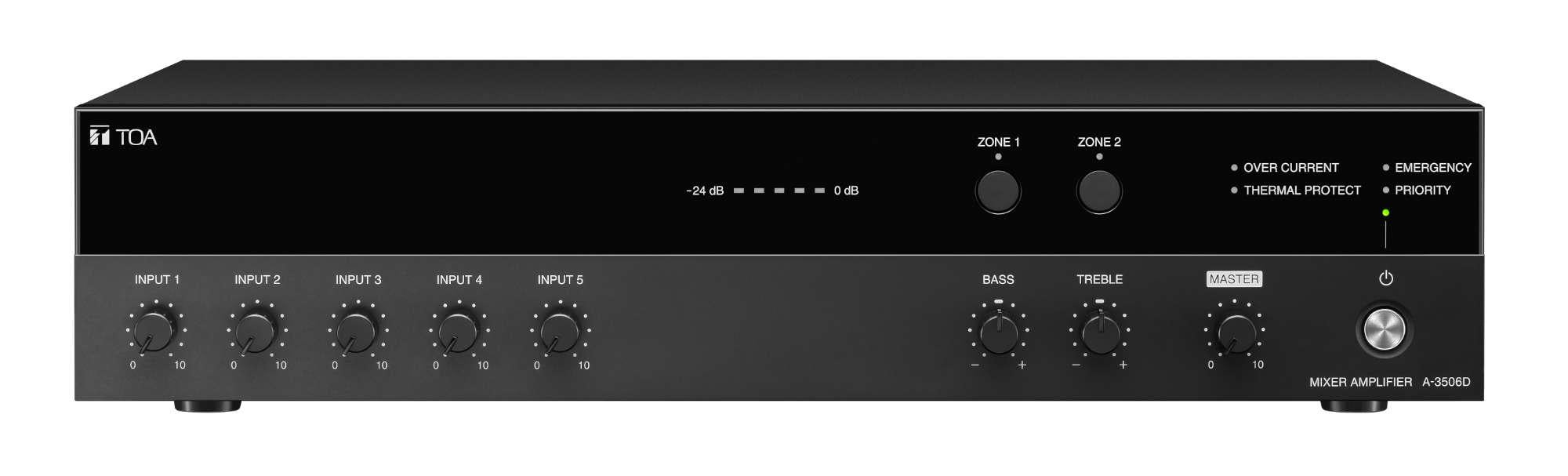 TOA A-3548D 480W Digital Mixer Amplifier 2-Zone 5-Input 100V & 4-16 Ohm