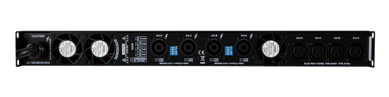 Studiomaster QX4-2600 4-Channel 1U Digital Power Amplifier (4 x 1100W @ 4 Ohms)