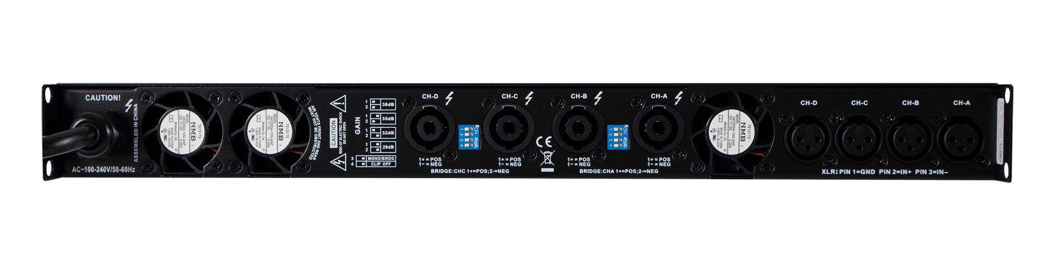 Studiomaster QX4-6000 4-Channel 1U Digital Power Amplifier (4 x 2550W @ 4 Ohms)