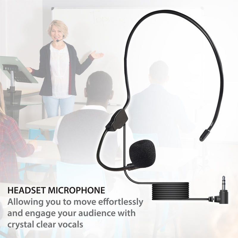 E-Audio 10W Portable Waistband Voice Amplifier with Bluetooth & Wired Headset Microphone