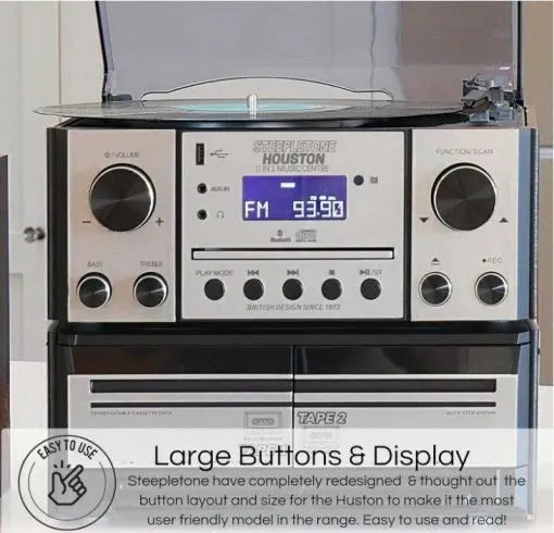 Steepletone Houston XP High Power 6-in-1 Music Centre - Bluetooth, CD, Radio