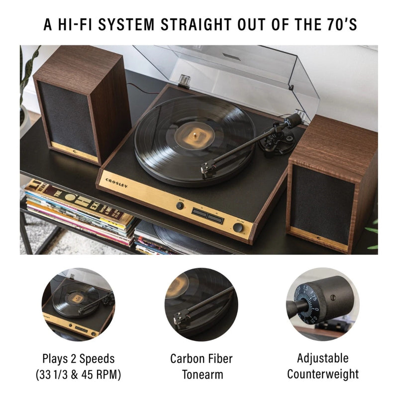 Crosley C72 Record Player with Bluetooth Speakers - Walnut