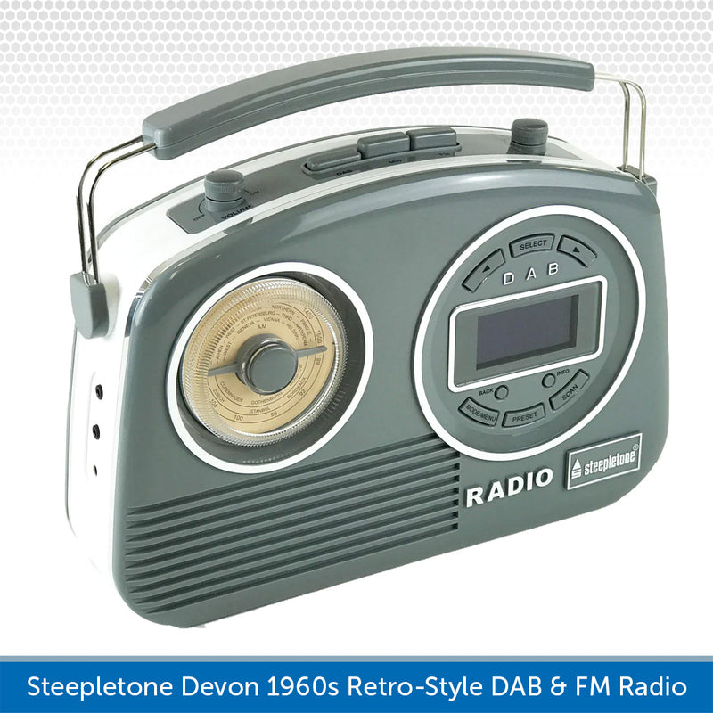Steepletone Devon 1960s Retro-Style Portable DAB & FM Radio