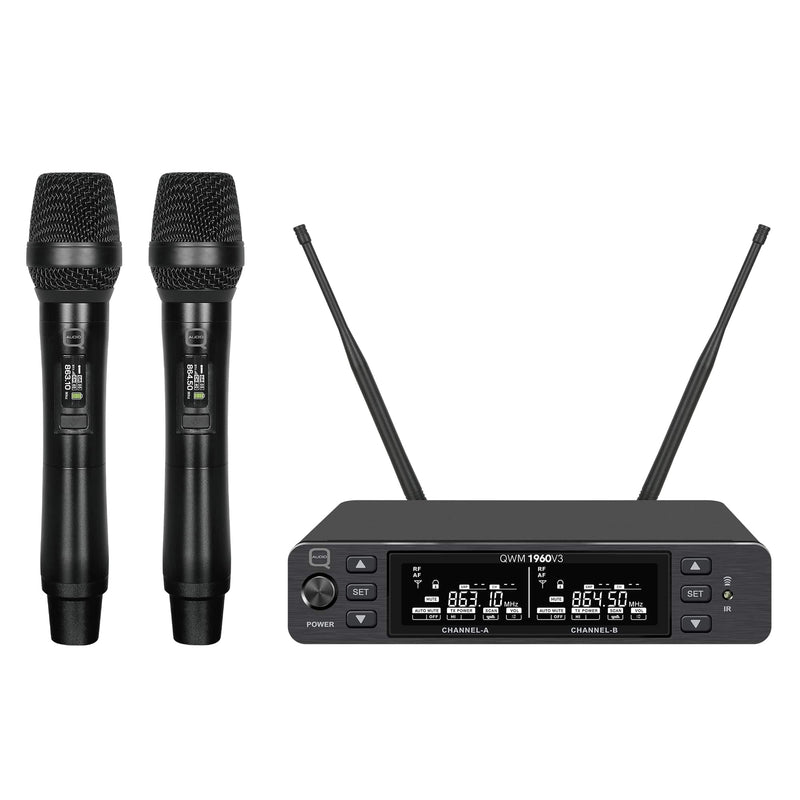 Q-Audio QWM 1960 HH V3 Dual Channel UHF True Diversity Wireless Handheld Microphone System