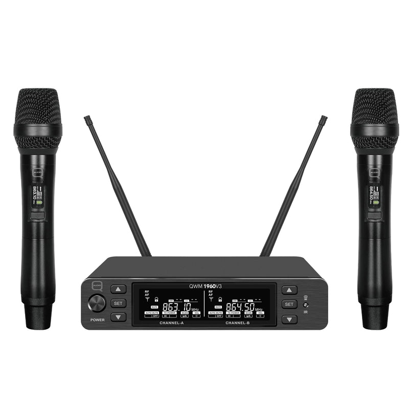 Q-Audio QWM 1960 HH V3 Dual Channel UHF True Diversity Wireless Handheld Microphone System