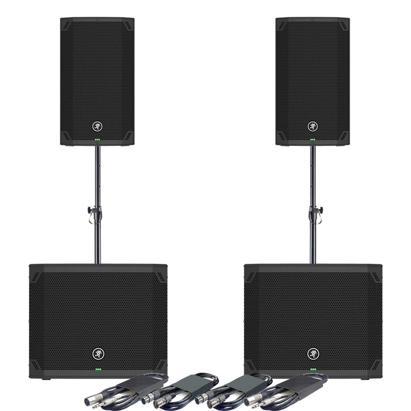Mackie Thump 12 V4 Active PA Speaker Package With Thump 15S Subs, Poles & Cables