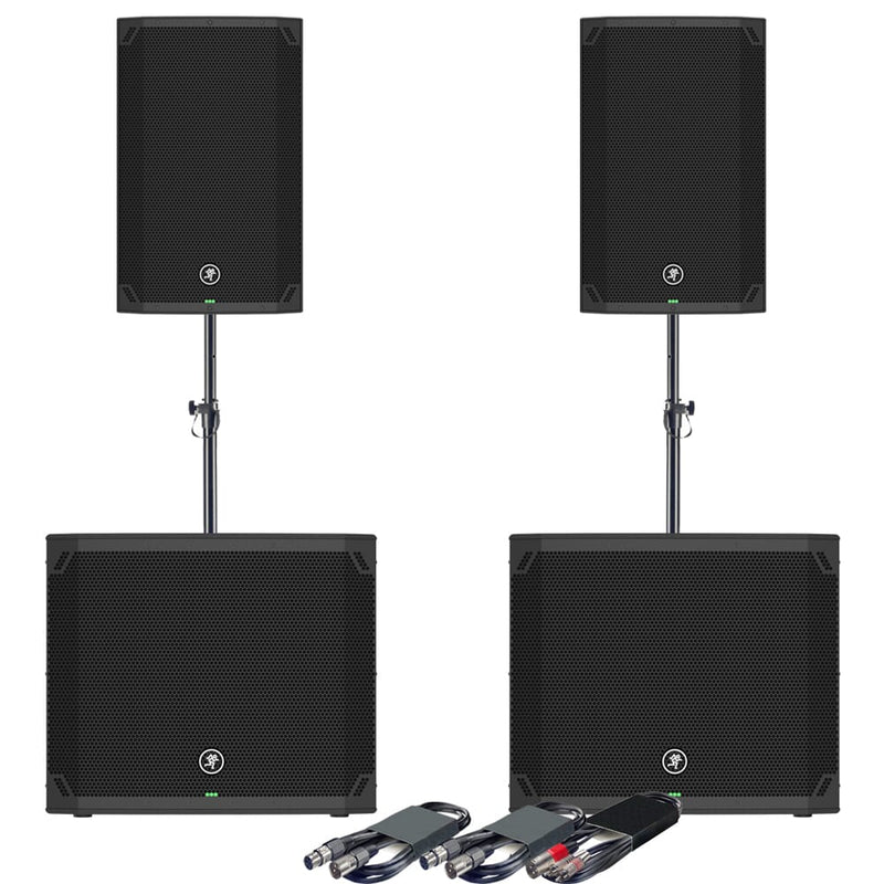 Mackie Thump 15 V4 Active PA Speaker Package With Thump 18S Subs, Poles & Cables